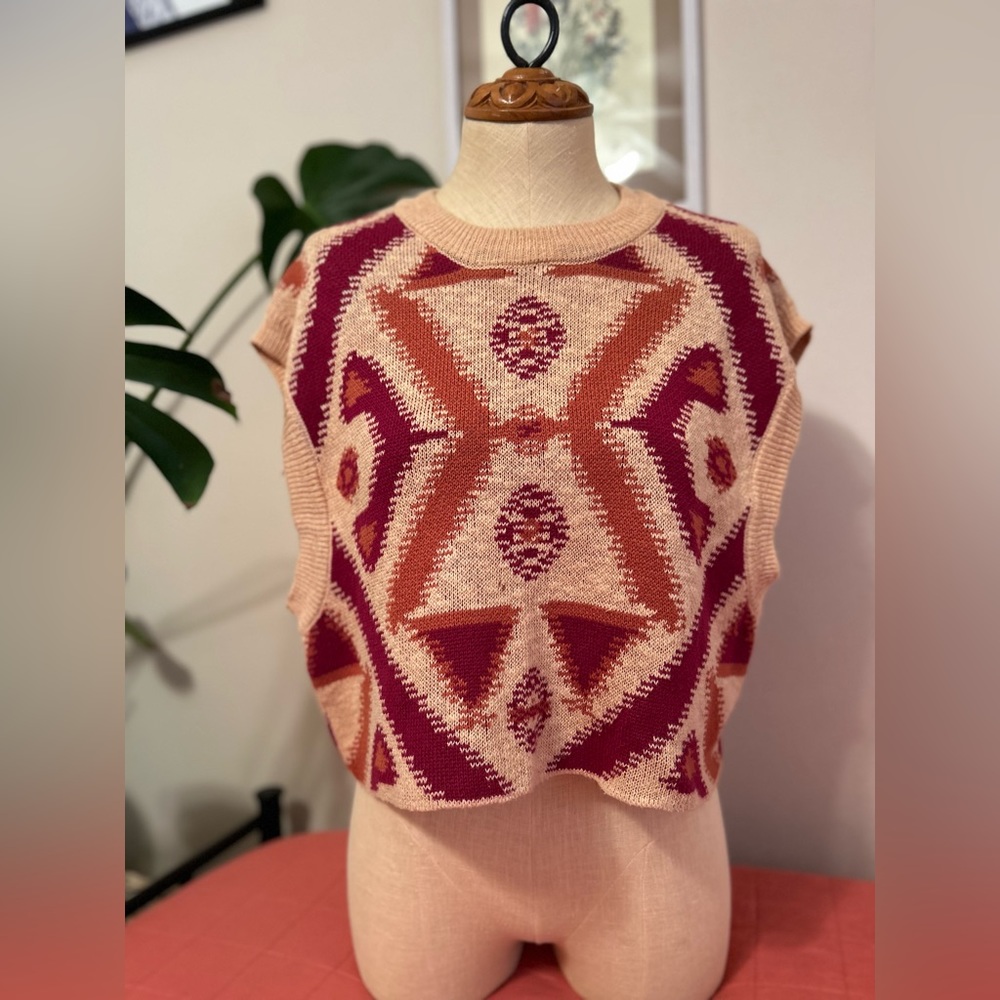 Free People Printed Sweater Vest